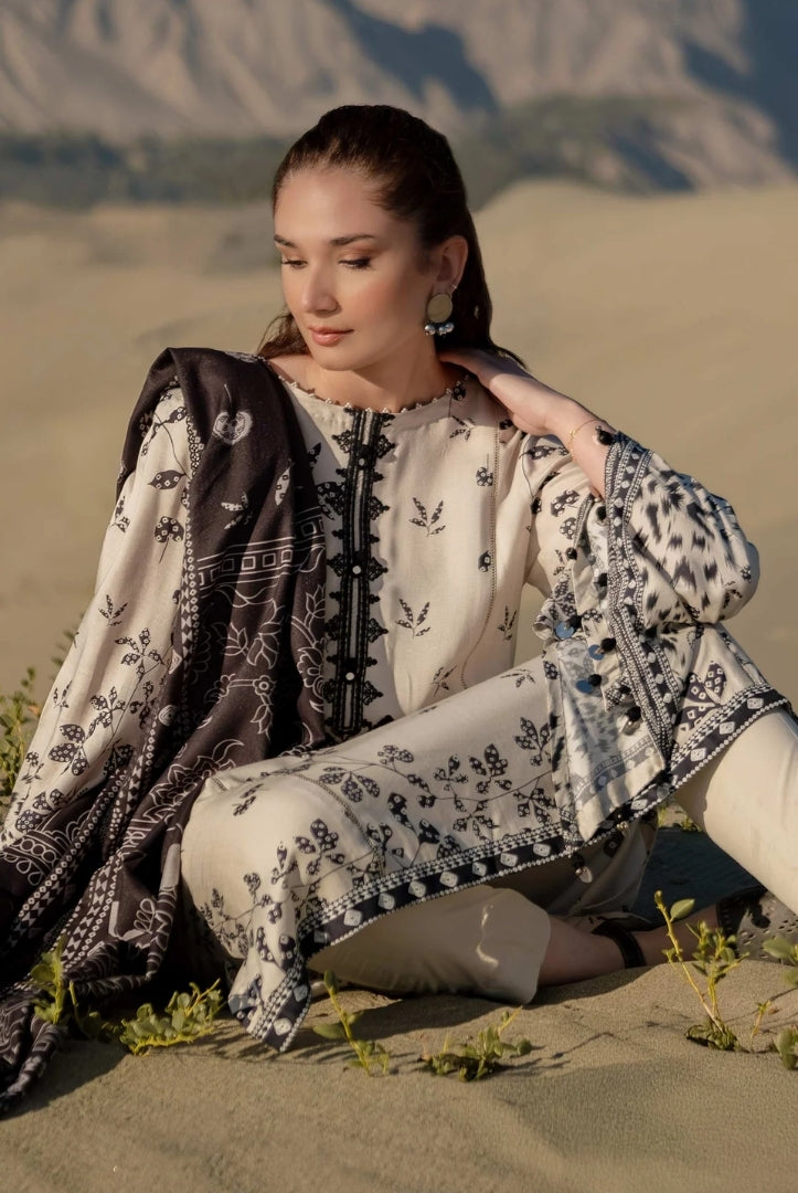 3 Piece Stitched Printed Linen Suit From M.Basics By Maria.B Collection - 08