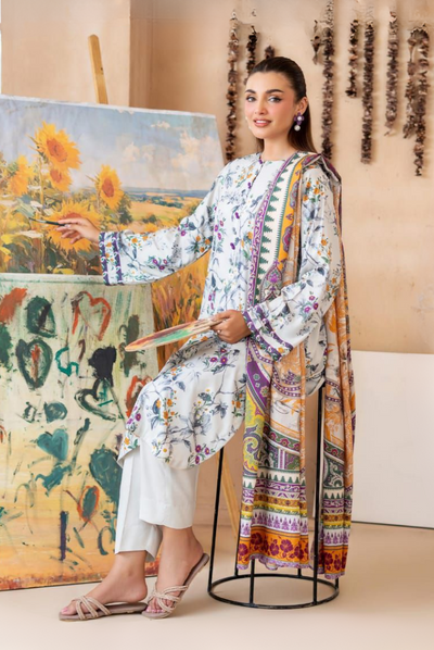 3 Piece Stitched Digital Printed Winter Linen From MALHAR EDIT'25 |  VOL 01 - 08