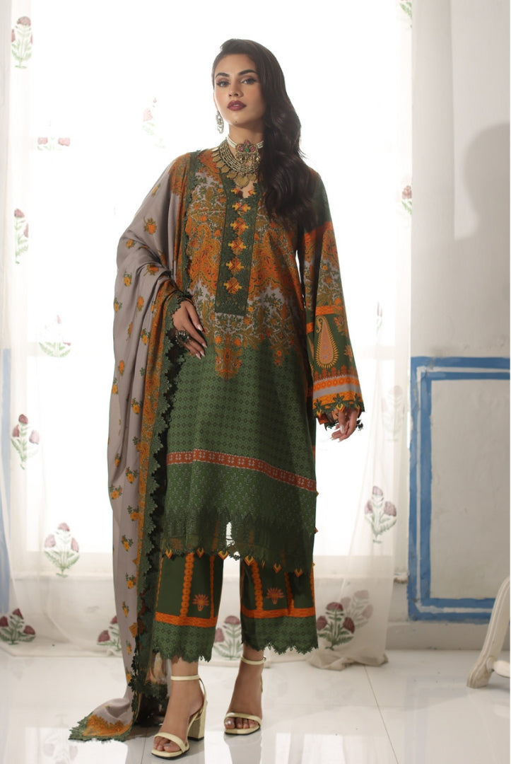 3 Piece Stitched Embroidered Linen Shawl Suits From Virsa By Charizma - 08