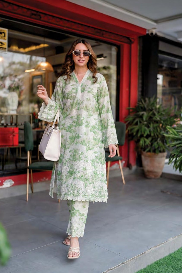 02 Piece Stitched Cambric Embroidered Suit By Lakhany Brunch - 08