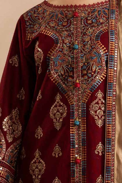 3 Piece Stitched Luxury Embroidered Winter Collection By Eshaisha - 08