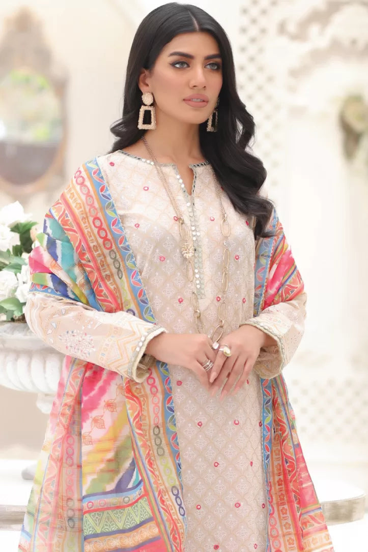 3 Piece Stitched Embroidered Lawn Suit By LSM Gold Lakhany - AN-00778
