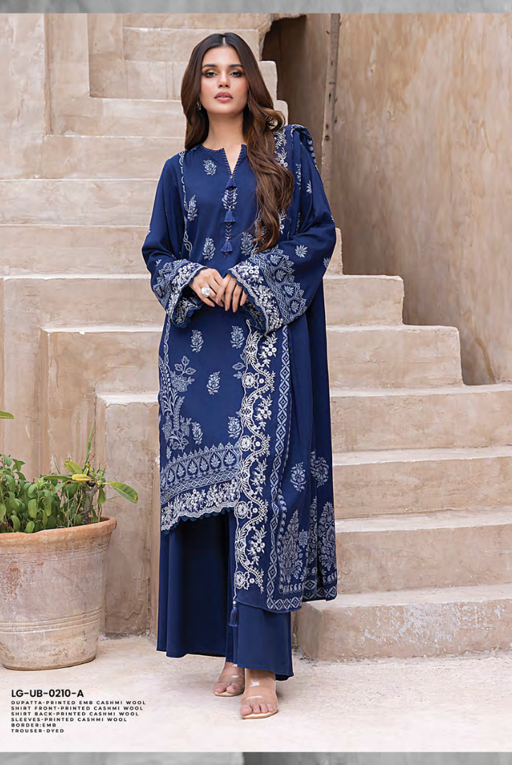 3 Piece Stitched Winter Essentials By LSM Lakhany Embroidered Cashmi Wool LG-UB-0210-A