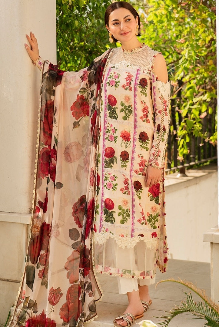 3 Piece Stitched Embroidered Lawn Suit | Meraki Vol'2 By Asifa & Nabeel - Gulabo