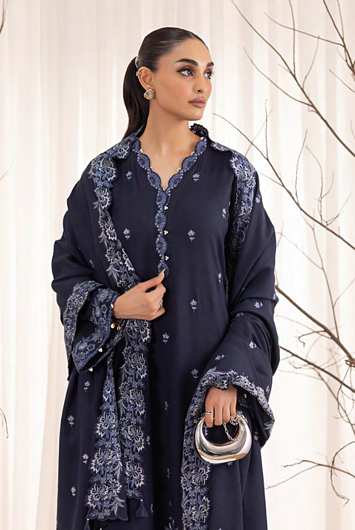 3 Piece Stitched Embroidered Cashmi Wool With Lakhany Winter Embriodered Shawl collection 08