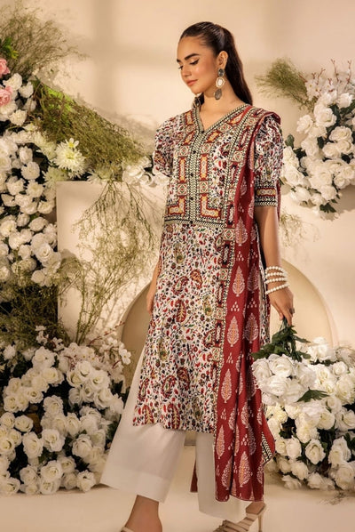 3 Piece Stitched Digital Printed Doria Cambric Suits From Safwa By Koka - 09