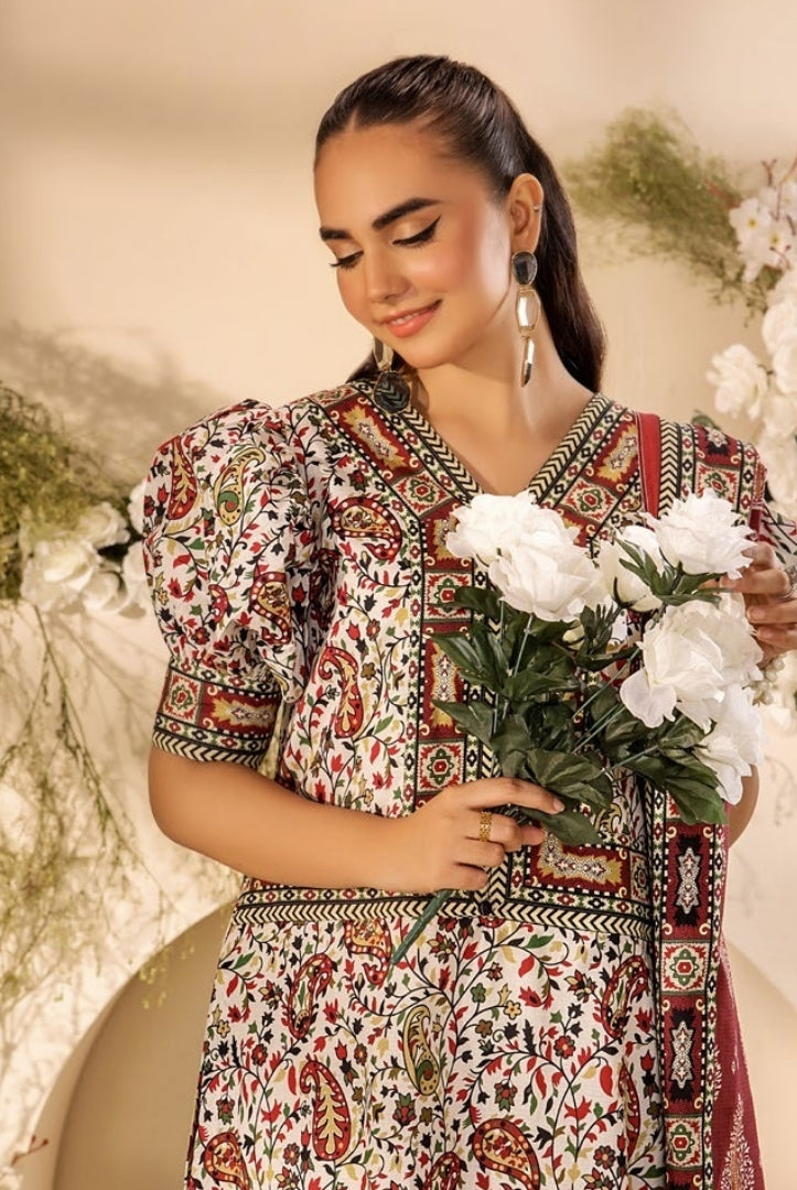 3 Piece Stitched Digital Printed Doria Cambric Suits From Safwa By Koka - 09
