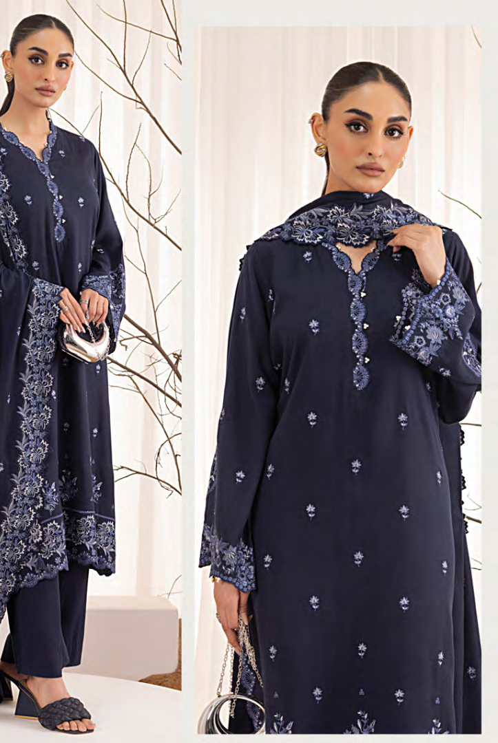 3 Piece Stitched Embroidered Cashmi Wool With Lakhany Winter Embriodered Shawl collection 08