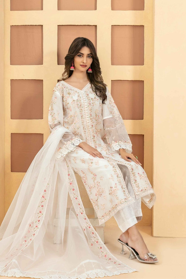 Taalea By Tawakkal Pret 3 Piece Stitched Fancy Embroidered Organza Suit - 01