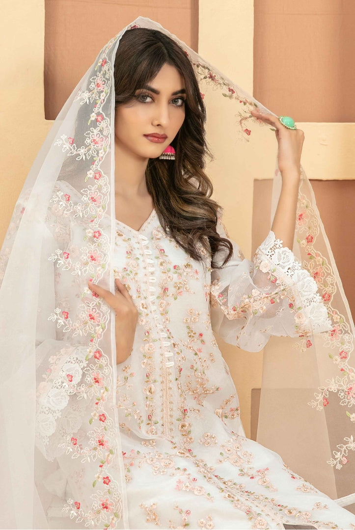 Taalea By Tawakkal Pret 3 Piece Stitched Fancy Embroidered Organza Suit - 01