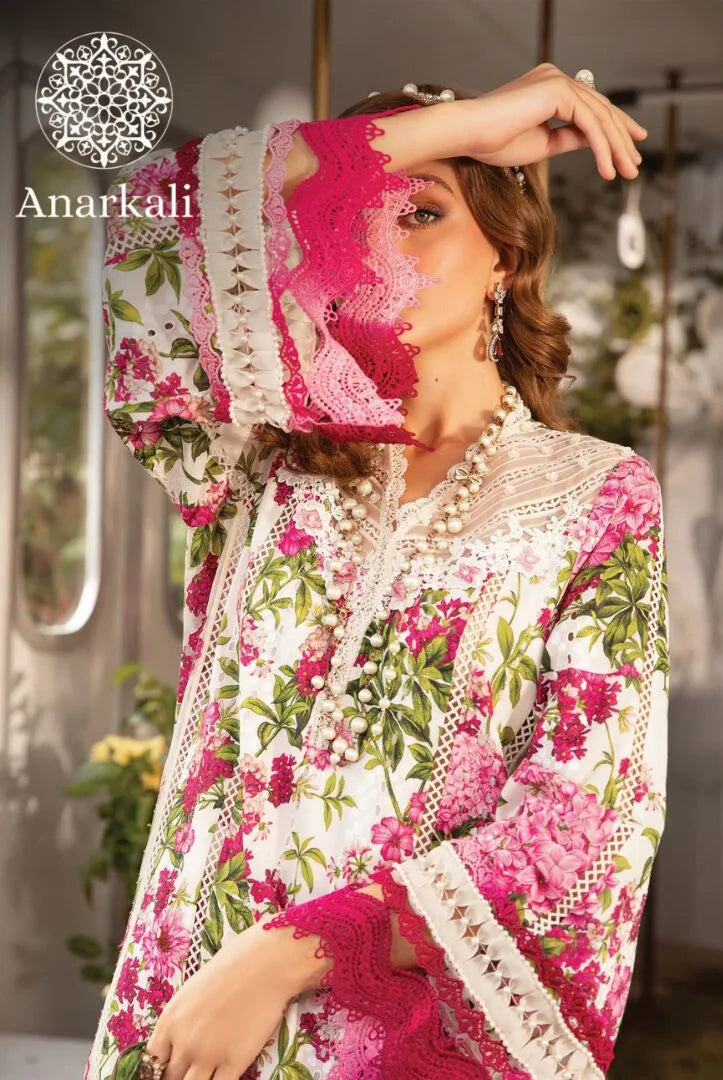 Maria.B M.Prints 3Piece Stitched Spring Summer 2024 Collection (Off White & Pink)