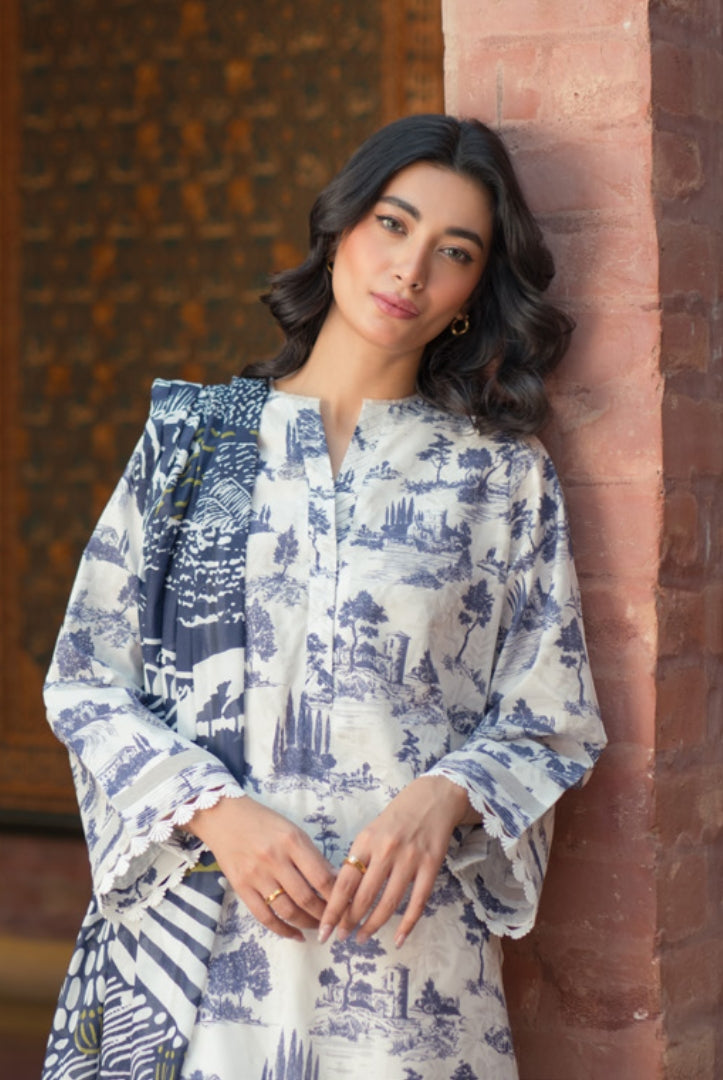 3 Piece Digital Printed Stitched Lawn Suit | Spring Summer'24 Collection By Sahar - 05