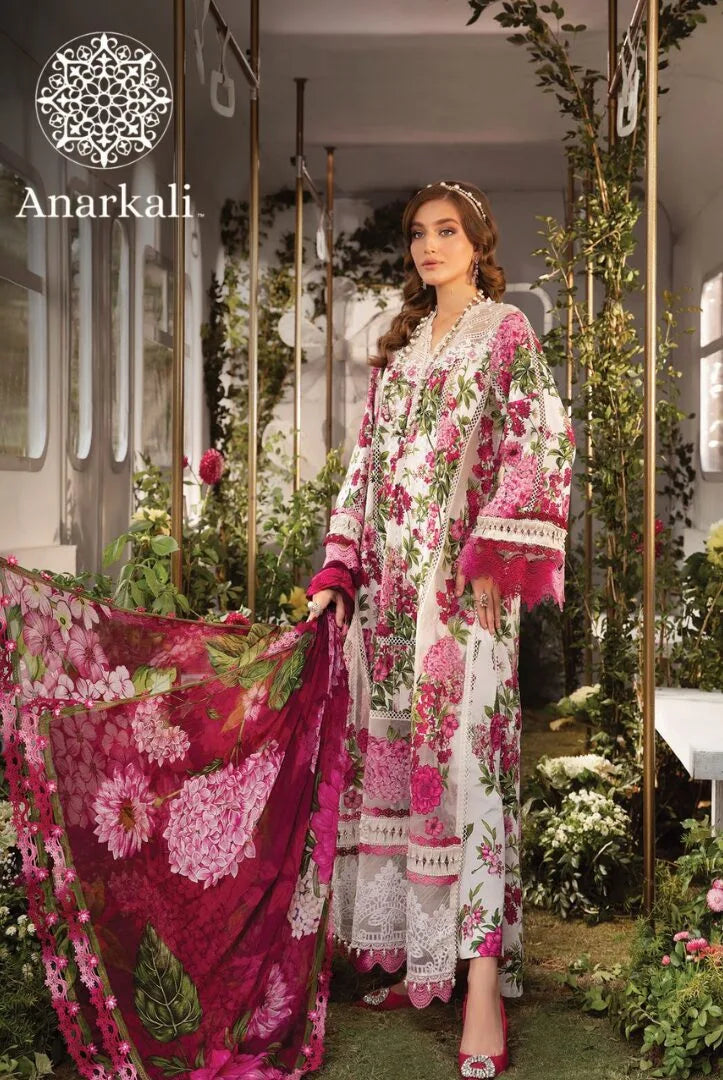 Maria.B M.Prints 3Piece Stitched Spring Summer 2024 Collection (Off White & Pink)