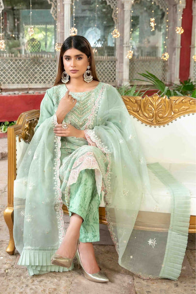 Parizah By Tawakkal Pret 3 Piece Stitched Embroidered Organza Suit - 05