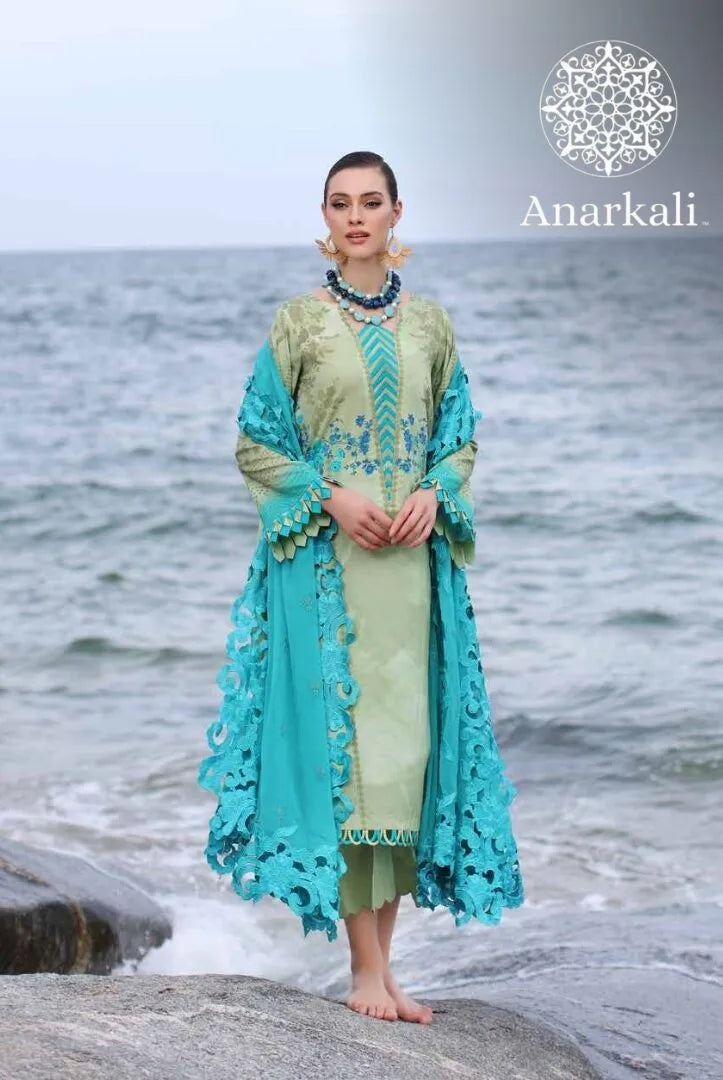 Charizma Printed Lawn with  Embroidered Chiffon  Dupatta 3piece Stitched Suit - 07