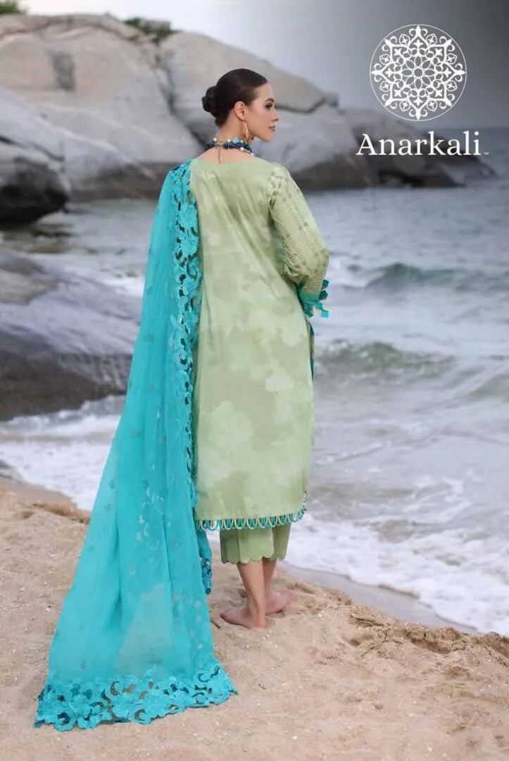 Charizma Printed Lawn with  Embroidered Chiffon  Dupatta 3piece Stitched Suit - 07