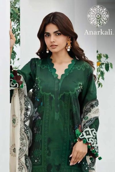 Charizma Printed Lawn with  Embroidered Chiffon  Dupatta 3piece Stitched Suit - 08