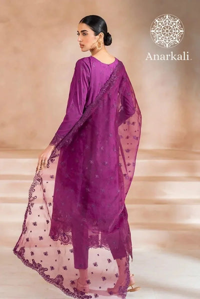 Iznik Pret Embroidered Lawn Collection 3Piece Stitched Suit(Purple)