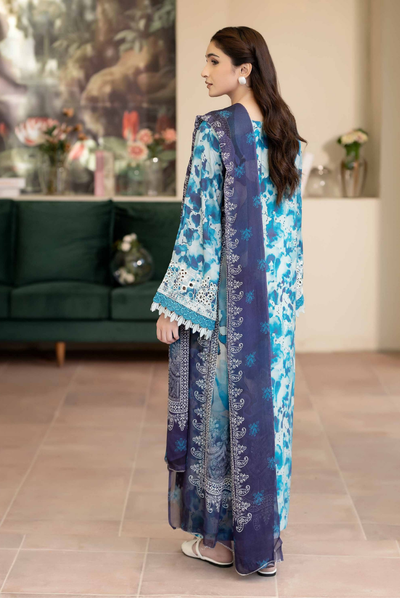 3 Piece Stitched EMBROIDERED+PRINTED STAPPLE SLUB WITH PRINTED CHIFFON Collection'25 From JOHRA AZIR JW-186