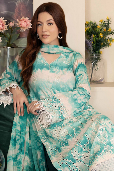 3 Piece Stitched EMBROIDERED+PRINTED STAPPLE SLUB WITH PRINTED CHIFFON Collection'25 From JOHRA AZIR JW-191