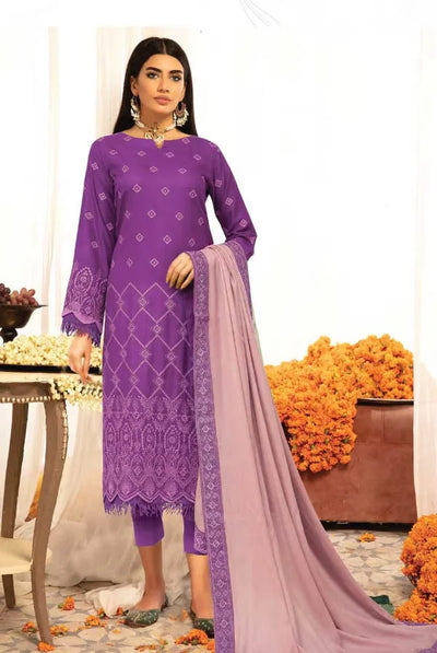 Johra Blue 3 Piece Stitched Suit – 06