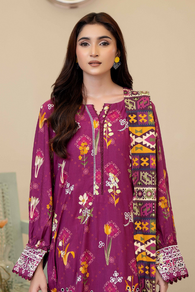 3 Piece Stitched Embroidered + Printed Stapple Slub With Printed Shawl WINTER Collection'25 From JOHRA TAZEEN JW-170