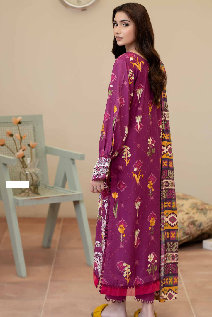 3 Piece Stitched Embroidered + Printed Stapple Slub With Printed Shawl WINTER Collection'25 From JOHRA TAZEEN JW-170