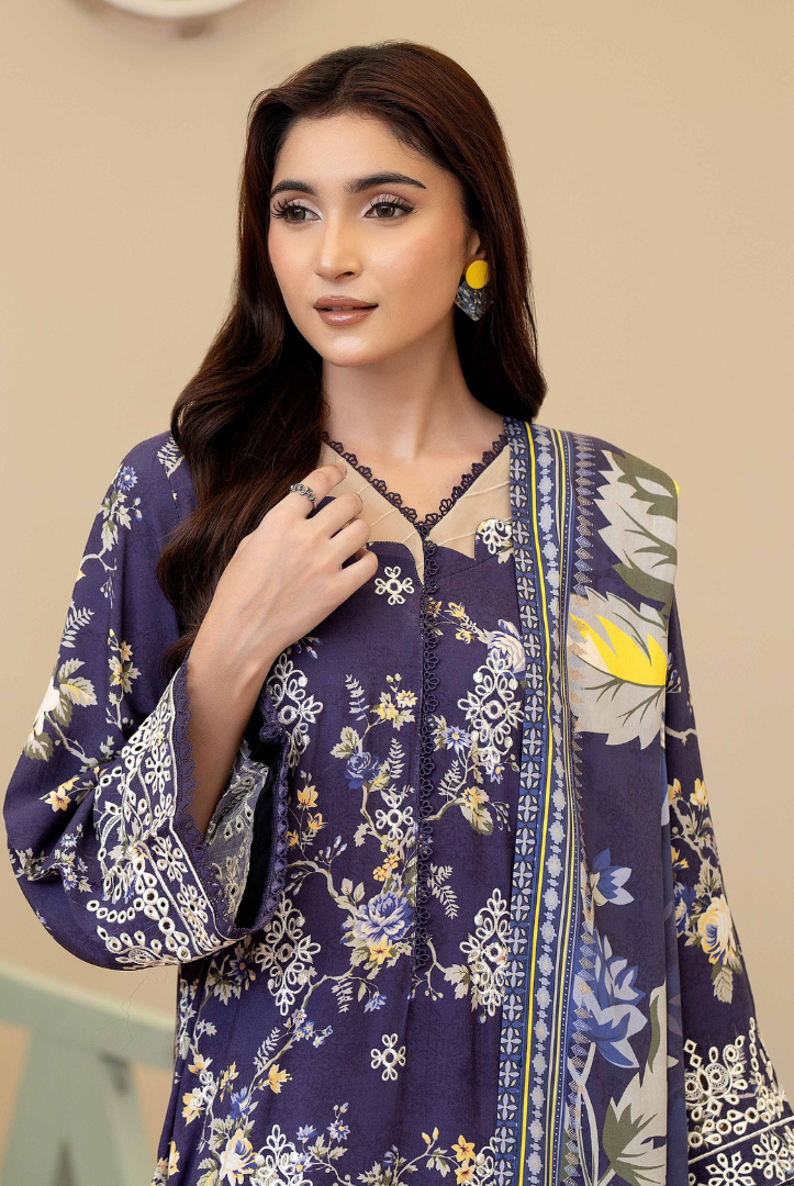 3 Piece Stitched Embroidered + Printed Stapple Slub With Printed Shawl WINTER Collection'25 From JOHRA TAZEEN JW-172