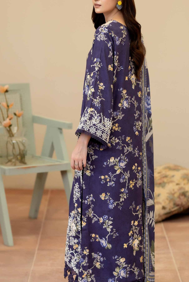 3 Piece Stitched Embroidered + Printed Stapple Slub With Printed Shawl WINTER Collection'25 From JOHRA TAZEEN JW-172