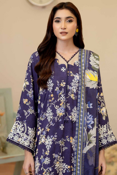 3 Piece Stitched Embroidered + Printed Stapple Slub With Printed Shawl WINTER Collection'25 From JOHRA TAZEEN JW-172