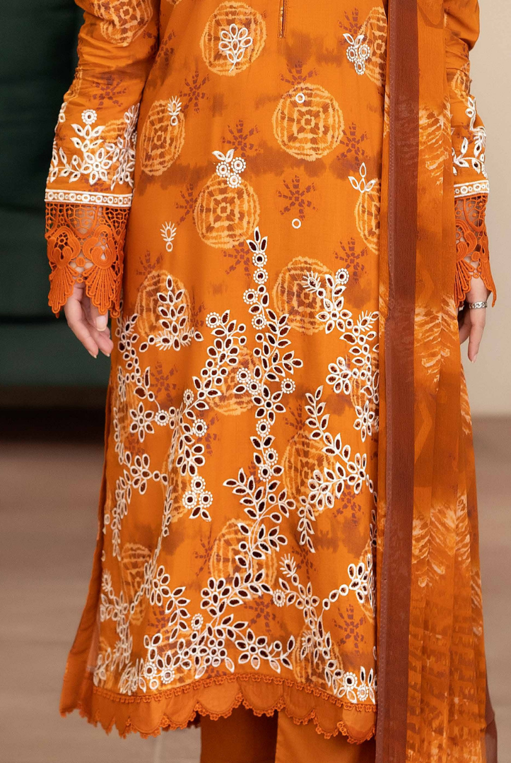 3 Piece Stitched EMBROIDERED+PRINTED STAPPLE SLUB WITH PRINTED CHIFFON Collection'25 From JOHRA AZIR JW-184