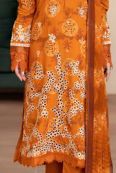 3 Piece Stitched EMBROIDERED+PRINTED STAPPLE SLUB WITH PRINTED CHIFFON Collection'25 From JOHRA AZIR JW-184