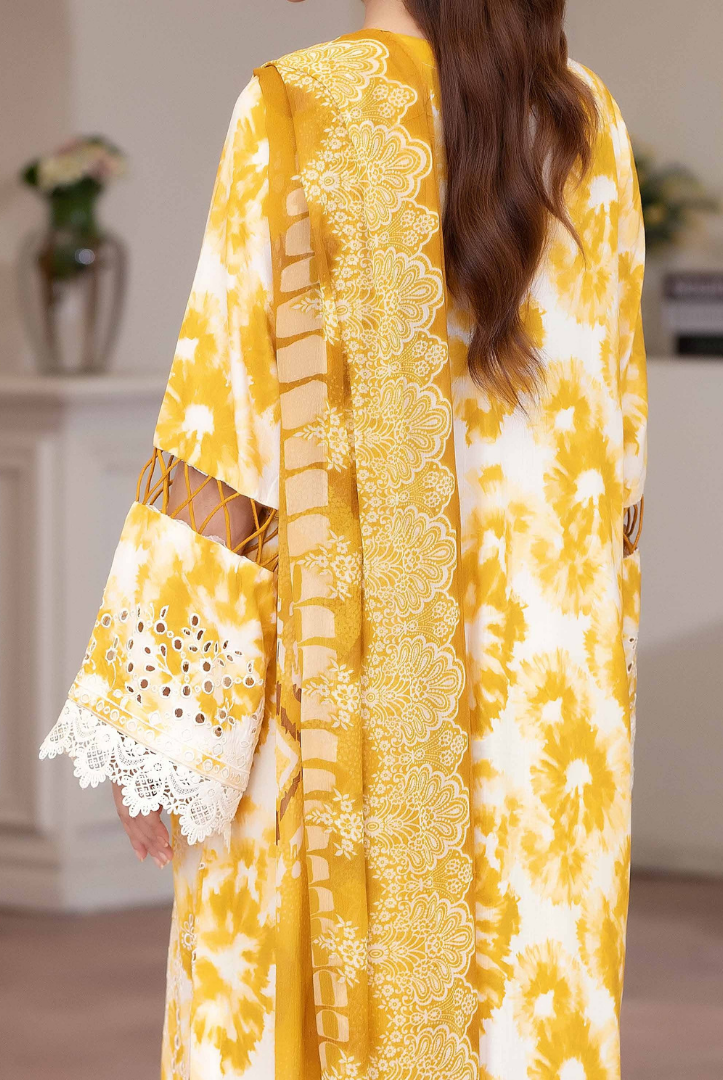 3 Piece Stitched EMBROIDERED+PRINTED STAPPLE SLUB WITH PRINTED CHIFFON Collection'25 From JOHRA AZIR JW-189