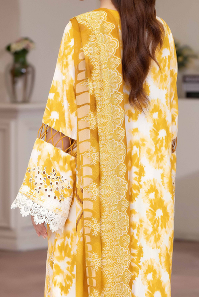 3 Piece Stitched EMBROIDERED+PRINTED STAPPLE SLUB WITH PRINTED CHIFFON Collection'25 From JOHRA AZIR JW-189