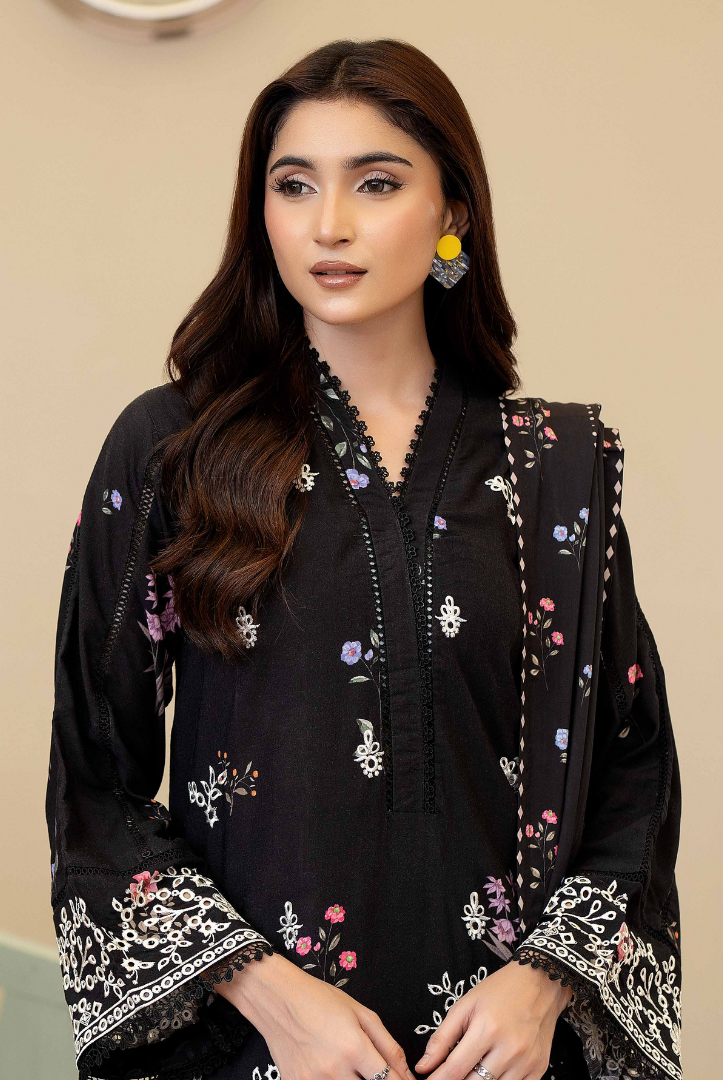 3 Piece Stitched Embroidered + Printed Stapple Slub With Printed Shawl WINTER Collection'25 From JOHRA TAZEEN JW-169