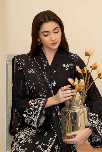 3 Piece Stitched Embroidered + Printed Stapple Slub With Printed Shawl WINTER Collection'25 From JOHRA TAZEEN JW-169