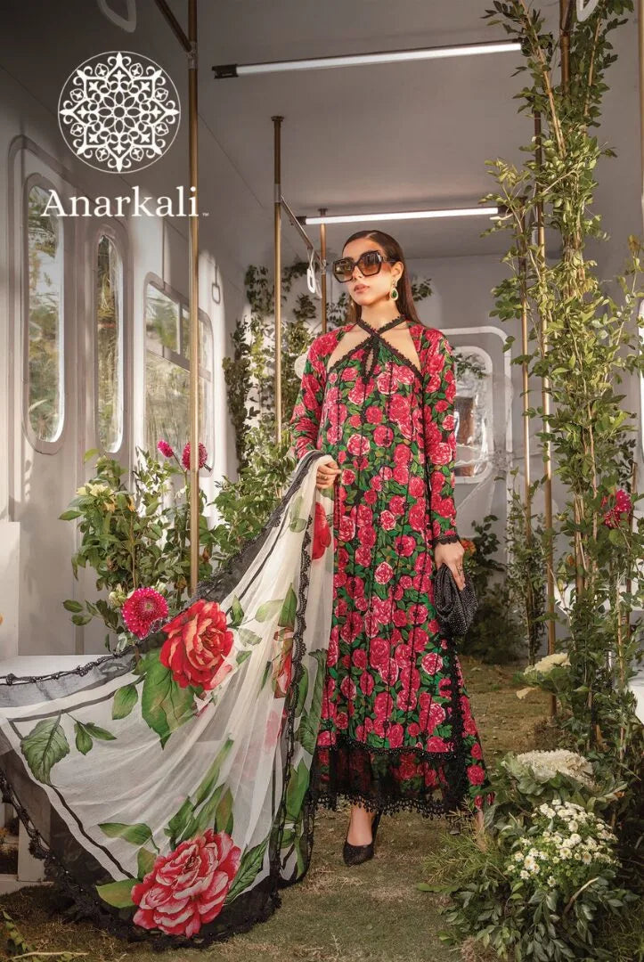 Maria.B M.Prints 3Piece Stitched Spring Summer 2024 Collection (Black & Pink)