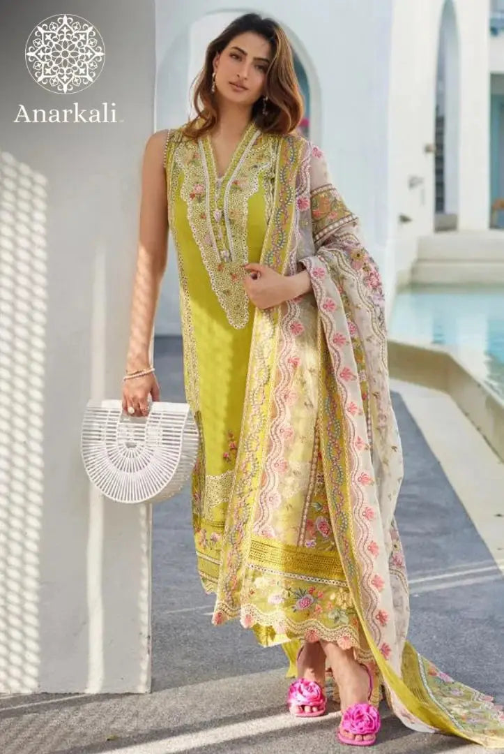 Liliana Luxury Lawn 24 Estera Faiza Saqlain 3 piece Stitched Suit (Mustard)