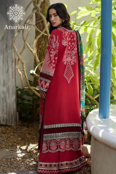 Liliana Luxury Lawn 24 Sivana Faiza Saqlain 3 piece Stitched Suit (Red)