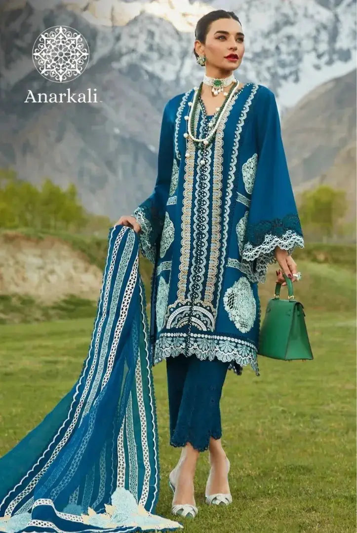 MEDLEY OF LACE - CRIMSON X SAIRA SHAKIRA LUXURY LAWN - DARK BLUE
