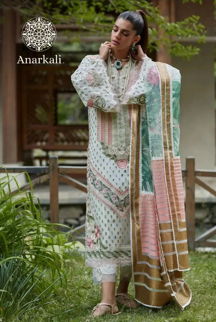 MEDLEY OF LACE - CRIMSON X SAIRA SHAKIRA LUXURY LAWN - WHITE & MULTI