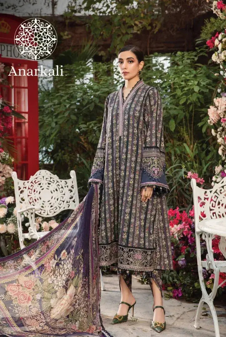 Maria.B M.Prints 3Piece Stitched Spring Summer 2024 Collection (Dark Blue & Multi)