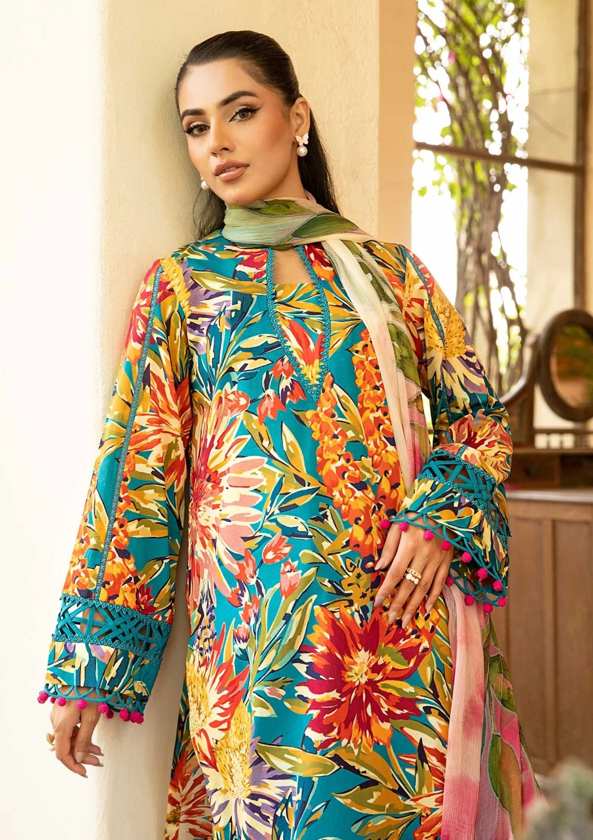 3 Piece Stitched Embroidered Lawn Suit From Maria.B By M.Basics Eid Collection'25-09