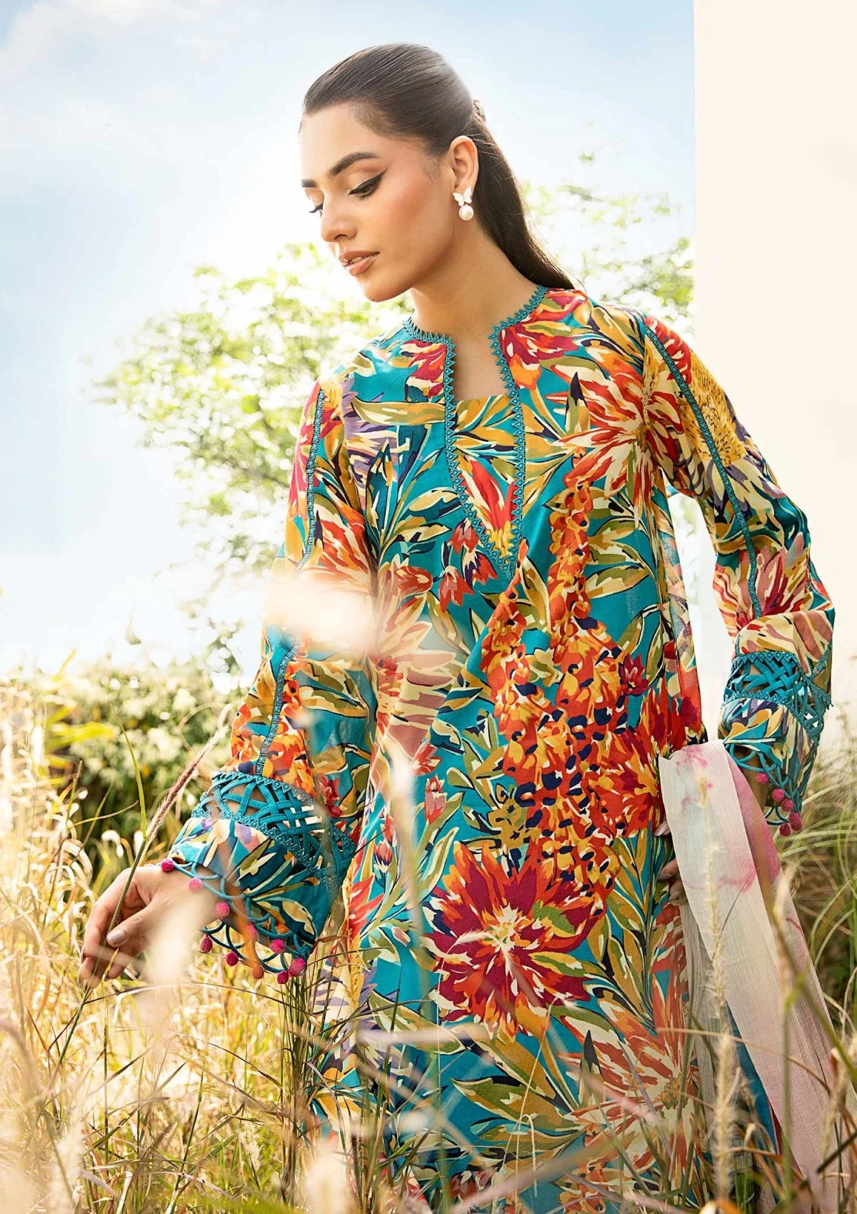3 Piece Stitched Embroidered Lawn Suit From Maria.B By M.Basics Eid Collection'25-09