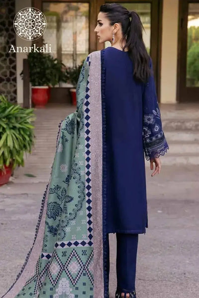 Nureh Exclusive Embroidered 3Piece Stitched Suit (Blue)