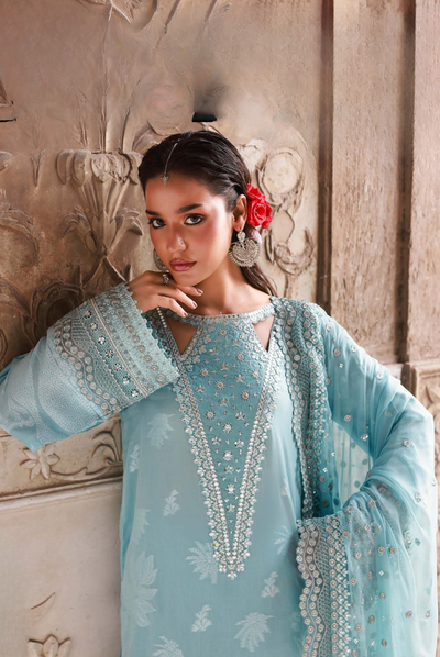 3 Piece Stitched premium embroidered Maya Jacquard New Collection'25 by Nureh NJ-101