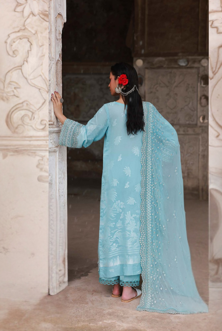 3 Piece Stitched premium embroidered Maya Jacquard New Collection'25 by Nureh NJ-101