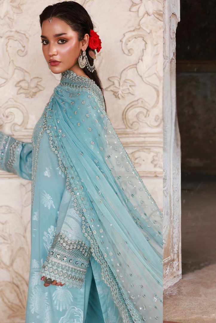 3 Piece Stitched premium embroidered Maya Jacquard New Collection'25 by Nureh NJ-101