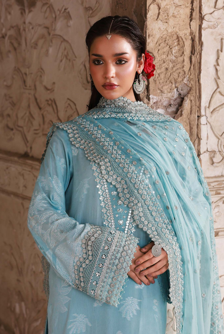 3 Piece Stitched premium embroidered Maya Jacquard New Collection'25 by Nureh NJ-101