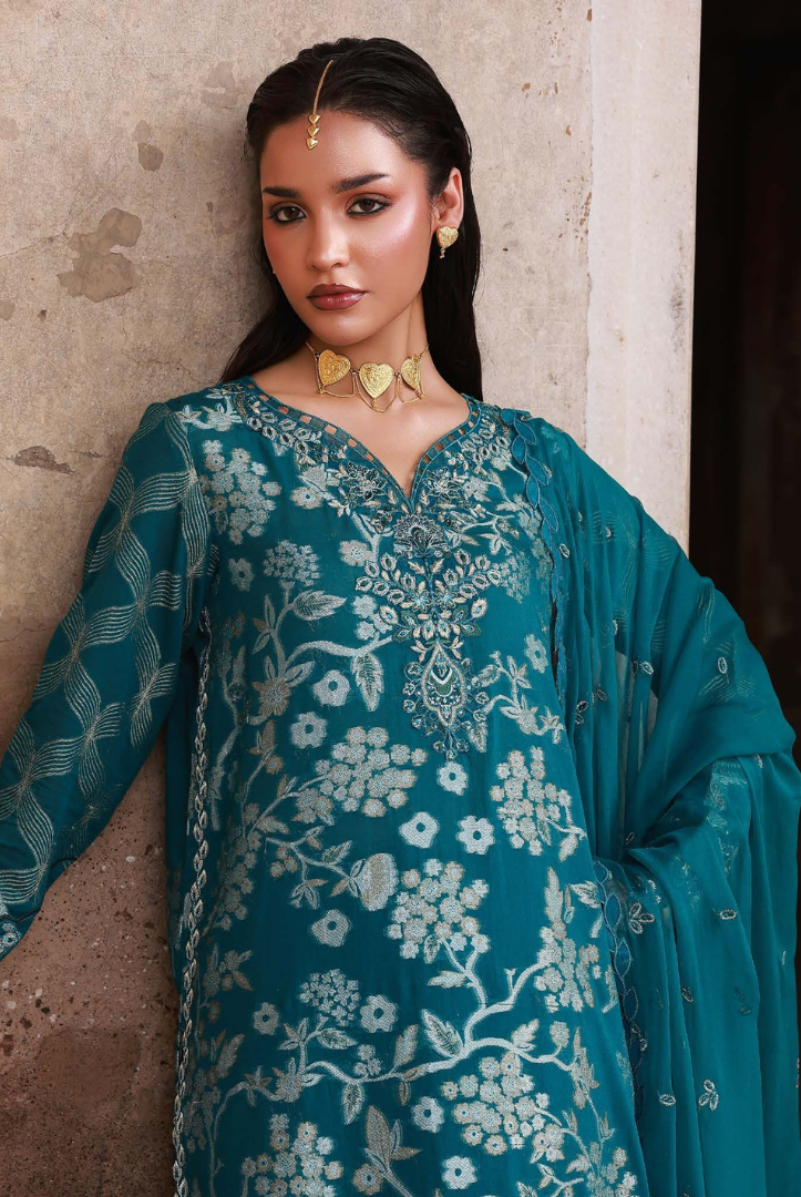 3 Piece Stitched premium embroidered Maya Jacquard New Collection'25 by Nureh NJ-102
